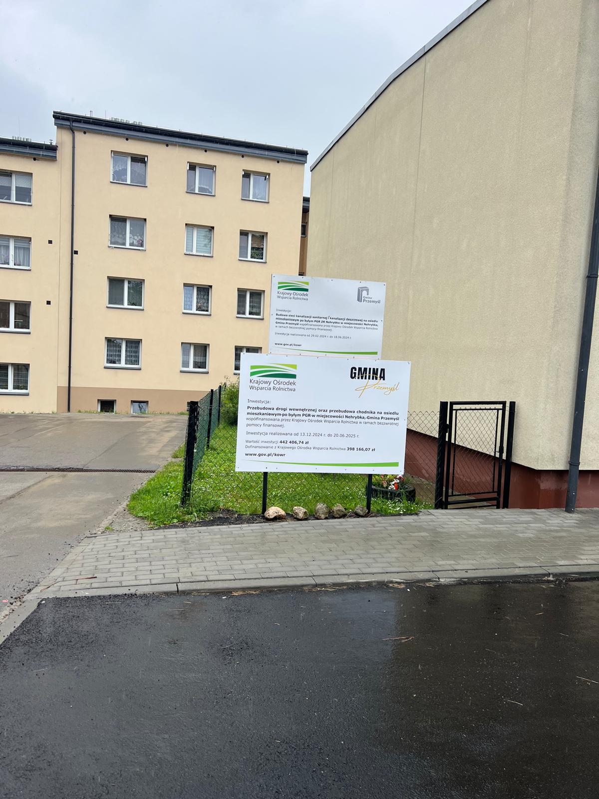 Przebudowa drogi wewnętrznej oraz przebudowa chodnika na osiedlu mieszkaniowym po byłym PGR w m. Nehrybka, Gmina Przemyśl