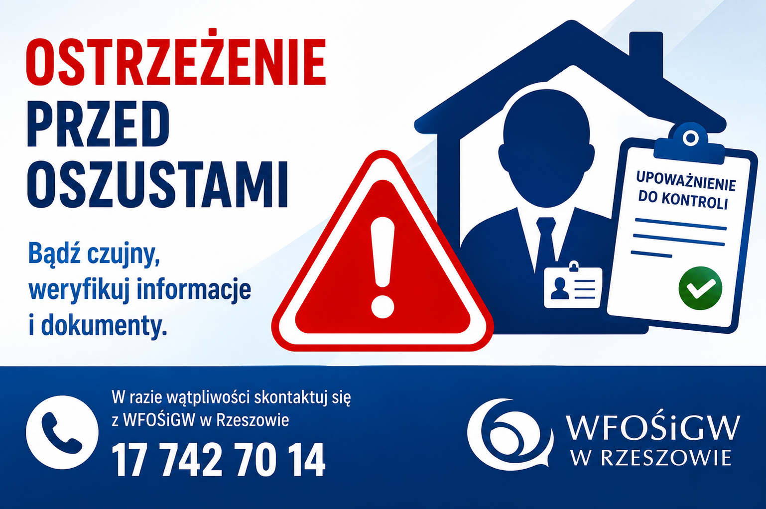 Ostrzeżenie przed osobami podszywającymi się pod pracowników WFOŚiGW w Rzeszowie